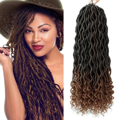 Miniatura 11 de Cabello de Ganchillo Goddess Locs - 8 Paquetes de 12 Pulgadas de Cabello Rizado Faux Locs de Ganchillo para Mujeres Negras, Cabello Rizado 1B-30#