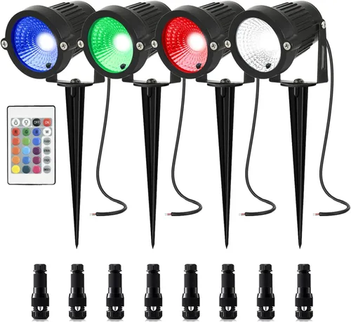 Luces de paisaje de bajo voltaje RGB de 5 W, iluminación LED de paisaje que cambia de color, IP66 impermeable al aire libre, luz decorativa de