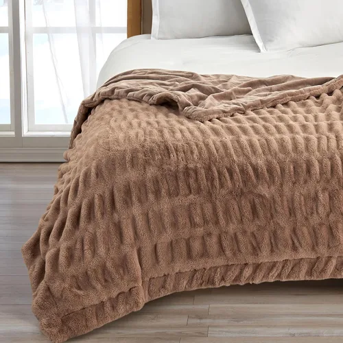Miniatura 9 de Great Bay Home Manta mullida de piel sintética fruncida, color negro, ultra suave, reversible, manta gruesa para silla, sofá o cama, manta cálida