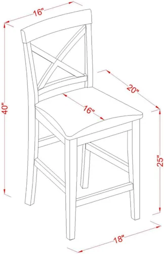 Miniatura 5 de East West Furniture JAPB3-OAK-C - Juego de pub de 3 piezas de altura de mostrador contiene una mesa de comedor redonda con pedestal y 2 sillas