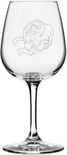 Miniatura 30 de Copa de vino de 12.75 onzas con temática de gato abisinio grabada para todo uso