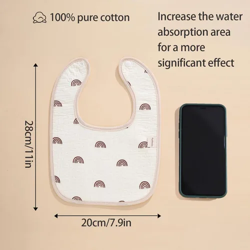 Miniatura 4 de Baberos tipo bandana para bebé, paquete de 6 unidades impermeables para niños pequeños, baberos suaves de algodón absorbente para comer, babear