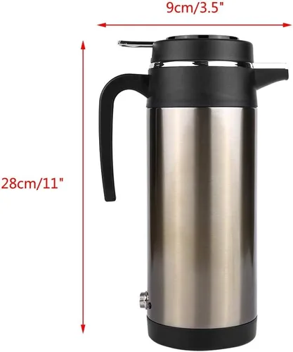 Miniatura 9 de Calentador de agua para automóvil de 12 V, calentador de taza de viaje de calentamiento rápido, acero inoxidable, eléctrico, 40.6 fl oz