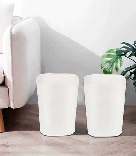 Miniatura 7 de Besli Cubo de basura pequeño de 2 galones para baño, dormitorio, cocina, oficina (blanco, paquete de 2)