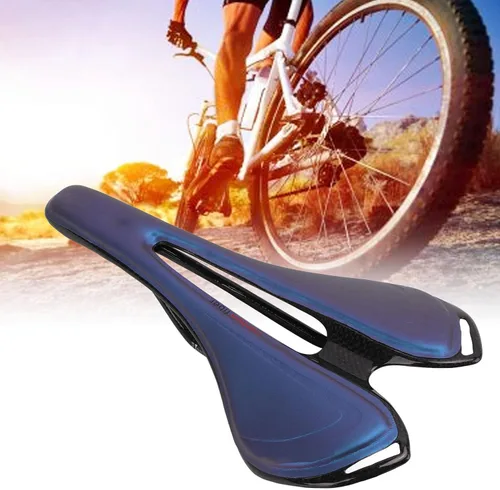 Miniatura 5 de Dilwe Sillín de fibra de carbono, cojín hueco ultra ligero del asiento de la silla de montar para la bicicleta de carretera de montaña (azul)