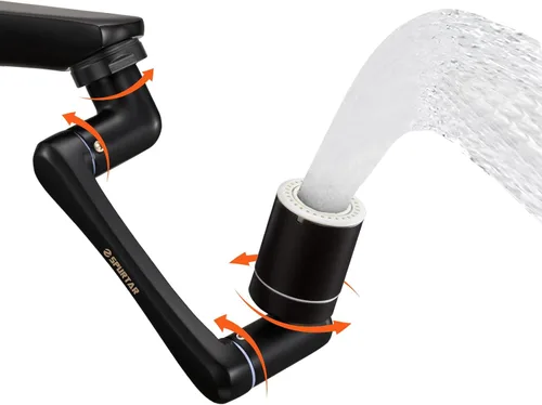 Miniatura 10 de Spurtar Aireador Extensor de Grifo Giratorio de 1440° para Fregadero para Niños Pequeños, 2 Modos de Rociador Cabezal Giratorio de Baño Cocina 1
