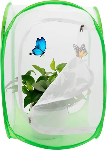 EATAKWARD Recinto de malla para plantas, 15.7 x 15.7 x 2 pulgadas, jaula plegable de malla para cría, cubierta de plantas de tienda de cultivo para