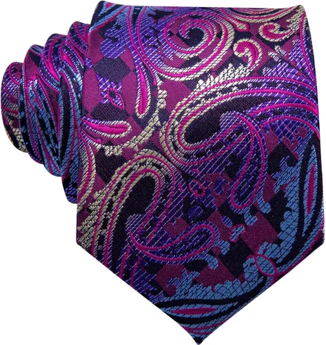 Miniatura 36 de Barry.Wang - Juego de corbata de seda para hombre, diseño de cachemira, pañuelo y gemelos de bolsillo