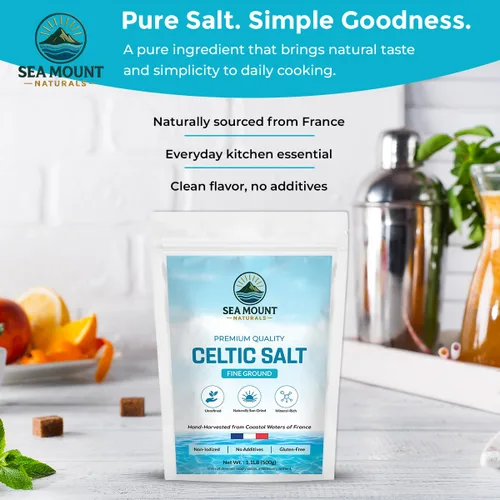 Miniatura 8 de Sal celta fina molida, 1.1 lb (18oz) Rica en 82 minerales esenciales I Sal marina francesa sin refinar sal mineral orgánica I 100% natural