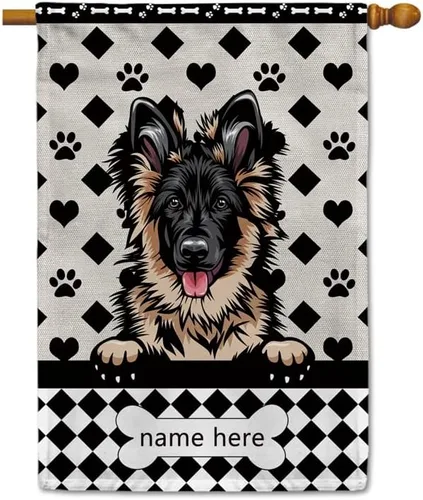 Miniatura 21 de Bandera personalizada de jardín para perro, lindo perro salchicha salchicha, lunares, búfalo, bandera a cuadros para decoración del hogar al aire