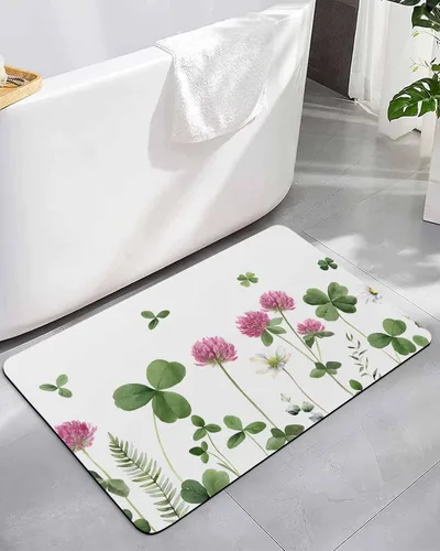 Tapete de baño antideslizante con hojas de flores, de secado rápido y absorbente, de tierra de diatomeas, fregadero, cocina, sala de estar, lavable,