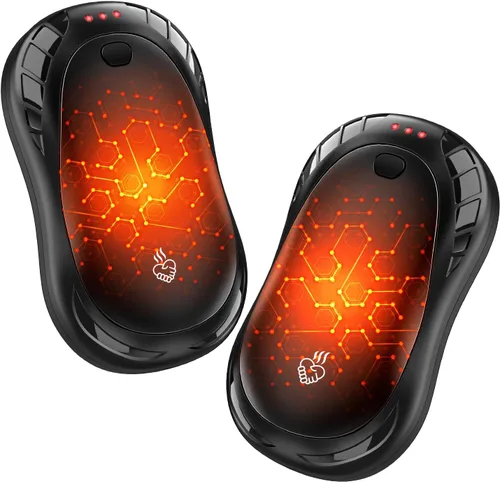 Paquete de 2 calentadores de manos recargables eléctricos portátiles 2 en 1 FANDLISS calentador de bolsillo eléctrico portátil con 12 horas y 3