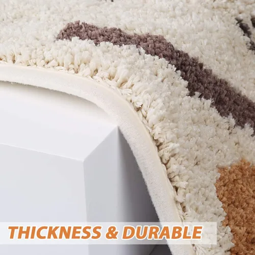 Miniatura 4 de Ankah Tapete para ducha, bañera, baño, alfombra de baño, antideslizante, absorbente, diseño adorable con imagen de gato, tapete suave seco, Beige