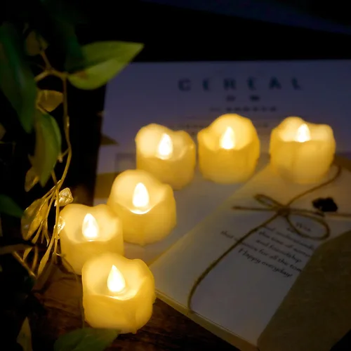 Miniatura 4 de Velas pequeñas de luz led, efecto de llama parpadeante, con pilas y control remoto. Luces decorativas para bautismo, bodas, fiestas, regalos. 6