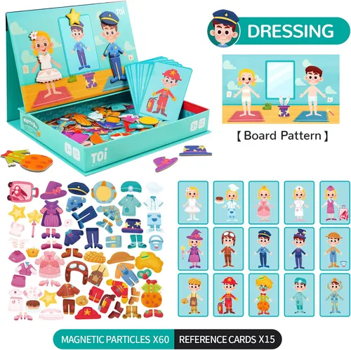 Miniatura 4 de Toi Juguetes magnéticos para niños, cajas de rompecabezas magnéticas con tablero de juego para niños de 3 a 8 años, juguete de mesa preescolar