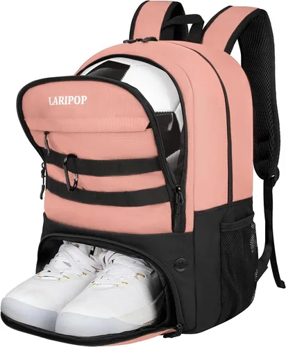 Miniatura 14 de LARIPOP Mochila de Fútbol, Bolsa de Fútbol con Soporte para Balón y Compartimento para Zapatos, Bolsas de Entrenamiento para Equipos Deportivos