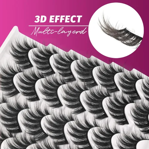 Miniatura 3 de Veleasha Pestañas postizas de visón sintético 3D, pestañas postizas esponjosas de aspecto natural, paquete de 14 pares de pestañas postizas de lujo