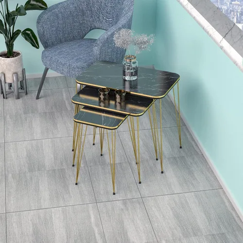 Miniatura 8 de Juego de 3 anidadores rectangulares, mesa anidable, base moderna de aspecto de grano de madera para mesas de centro o mesitas de noche, mesa