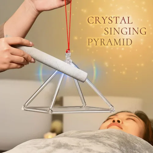 Miniatura 5 de CVNC Instrumento musical curativo de pirámide de cristal de cuarzo de 10 pulgadas + bolsa de transporte de energía potente 2-plateado