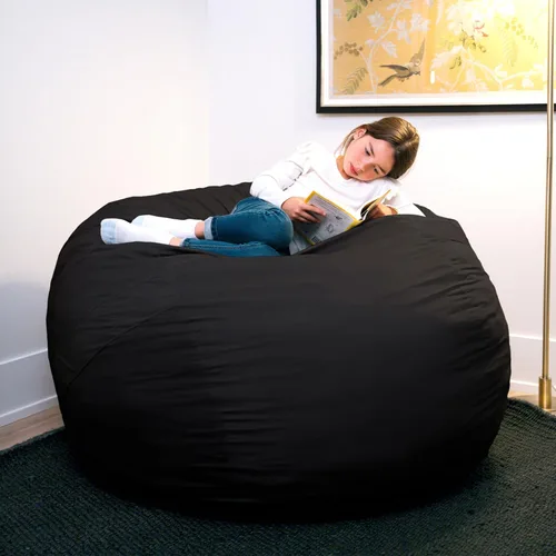 Miniatura 2 de Big Joe Fuf Silla Puf de Espuma de 5 Pies de Tamaño Extra Grande con Funda Extraíble para Niños, Adolescentes, Adultos, Onyx Lenox, Poliéster Tejido