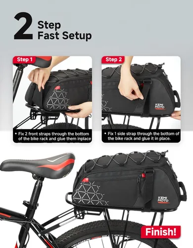 Miniatura 8 de KEMIMOTO Bolsa trasera para bicicleta – 8L PVC resistente al agua bolsas para bicicleta trasera de bicicleta, alforja para maletero de bicicleta