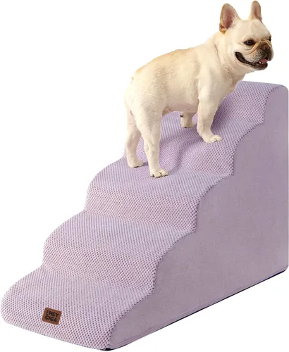 Miniatura 9 de EHEYCIGA Rampa de escaleras curvadas para perros pequeños de 15.7 pulgadas de alto, escalones para perros de 3 escalones para sofá y silla