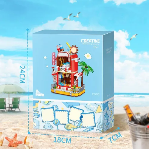 Miniatura 7 de Kit de micro bloques de construcción de coca cola, caja de música modelo de casa de coca, juego de juguetes de ladrillos modulares de bricolaje