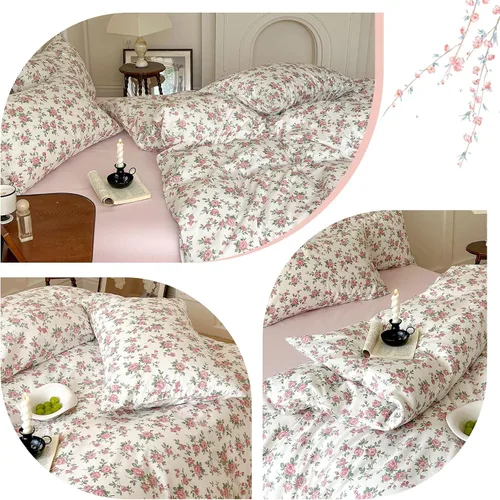 Miniatura 4 de BHUSB - Juego de funda de edredón para cama individual o queen para niños, 100 % algodón, 3 piezas, reversible, juego completo de ropa de cama