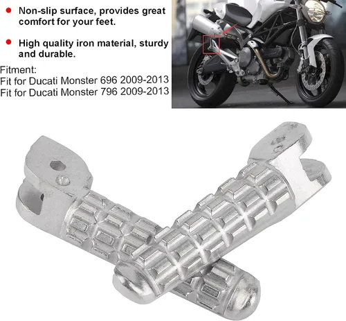 Miniatura 3 de Aramox Estriberas, Motocicleta Estriberas Traseras Reposapiés Modificado Accesorio Plata Ajuste para 696/796 2009-2013