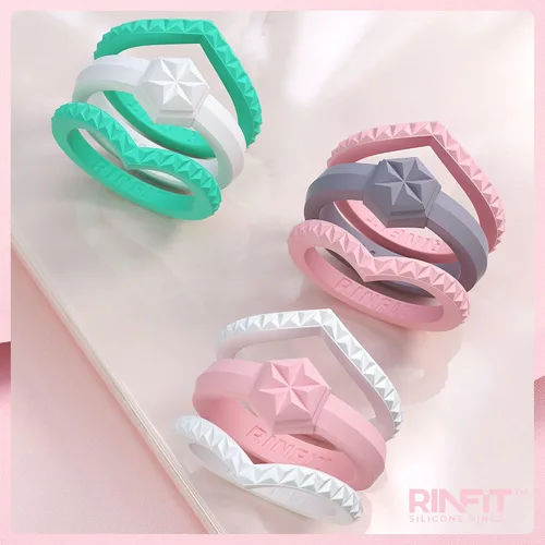 Miniatura 9 de Rinfit Anillos de silicona para mujer, alianzas de boda, apilables, colección Couture (alta costura)