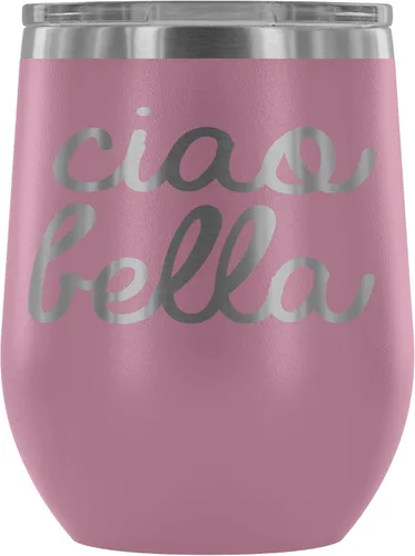 Miniatura 11 de Ciao Bella - Vaso de vino aislado con tapa, copa de vino de acero inoxidable sin tallo de 12 onzas, taza de viaje aislada al vacío de doble pared