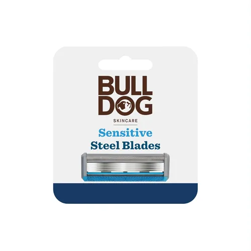 Bulldog Cuidado de la piel - Cuchillas de acero sensibles - Recambios de cuchillas de afeitar para hombre - Contiene 4 cabezales de hoja