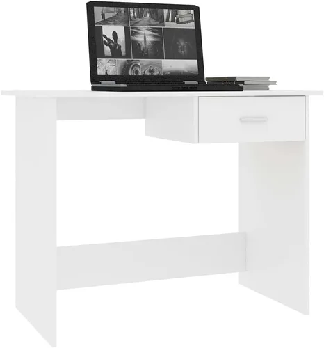 Miniatura 4 de Escritorio blanco de 39.4 x 19.7 x 29.9 pulgadas, madera de ingeniería, escritorios de lectura, escritorios para computadora, mesa de escritorio