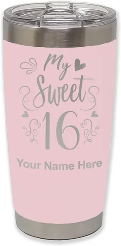 Miniatura 13 de LaserGram Taza aislada al vacío de 20 onzas, My Sweet 16, grabado personalizado incluido (gris)