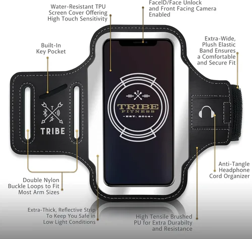 Miniatura 3 de TRIBE Brazalete Portateléfono para Correr. Brazalete Deportivo para Teléfono Celular iPhone y Galaxy para Mujeres, Hombres, Corredores, Trotar