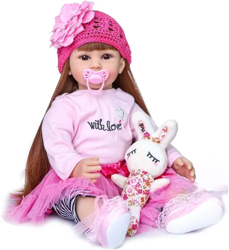 Miniatura 8 de RXDOLL Muñeca bebé recién nacida Reborn niña princesa con cabello rizado rubio de 24 pulgadas 60 cm, muñeca de bebé recién nacida Reborn de aspecto