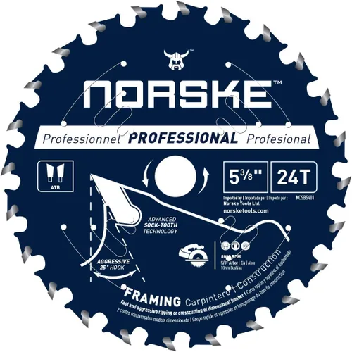 Miniatura 5 de Norske Herramientas NCSBS417 8-1/4 pulgadas 40T Socktooth Circular Acabado Hoja de Sierra 5/8 pulgadas Diámetro con Corte Láser Diamante Knockout