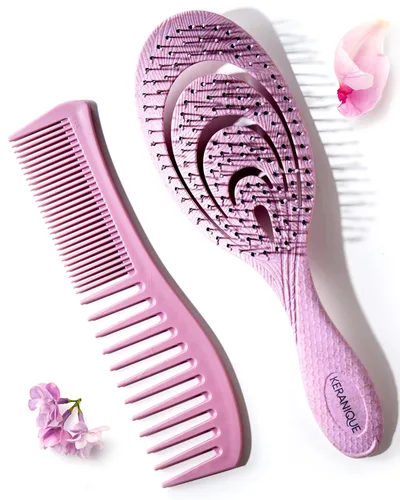 Juego de cepillo y peine desenredante – Suave para el cuero cabelludo desenredante cepillo de pelo y peine de peinado para mujeres – Peine y cepillo