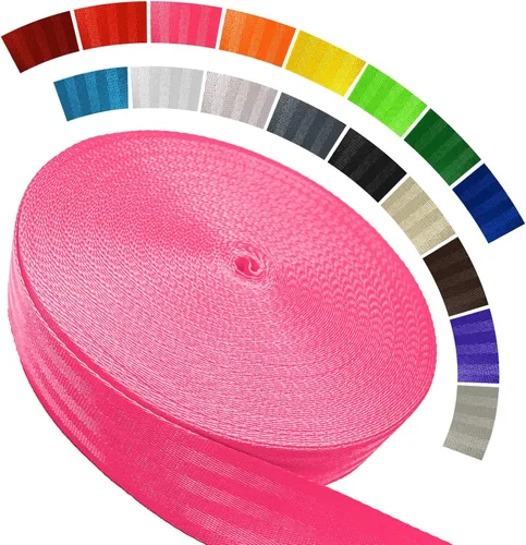 Correa de Cinta de Poliéster 16+ Colores – 1"&1.5"&1.9" – 16.5 25 33 55 Yardas Rollo de Cinta Resistente, Correa de Cinta Plana para Equipo Interior