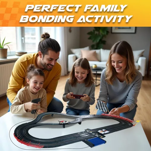 Miniatura 2 de Slot Car Race Track Sets - Juego de pistas de carreras eléctricas, 4 pistas de autos de alta velocidad para niños, auto de control remoto, juguetes