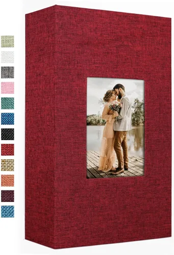 Miniatura 31 de Vienrose - Álbum de fotos de lino con 300 bolsillos de 4 x 6 pulgadas, cubierta de tela, para bodas, familias, aniversarios y bebés Azul cielo