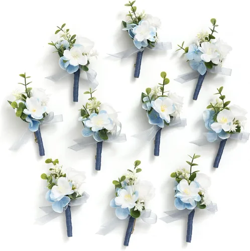 Miniatura 13 de Ling's Moment Boutonniere para Hombre, juego de 10 ramilletes para invitados, flores artificiales para decoración de boda/baile/regreso a casa, etc.