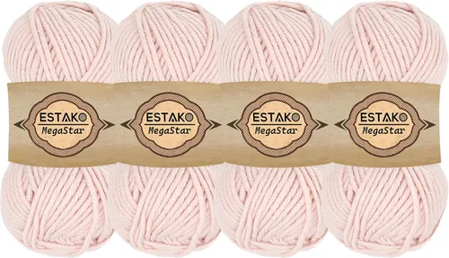 Miniatura 45 de Estako Megastar, 3.52 Oz (100g) de hilo de acrílico 75% y lana 25%, suave, peso grueso voluminoso #5 para crochet y tejer 120 yardas (110m)