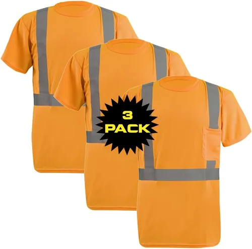 Miniatura 24 de OccuNomix LUX-SSETP2B-YS Camiseta clásica estándar de manga corta con textura ojo de pájaro absorbente con bolsillo, clase 2, 100% poliéster ANSI
