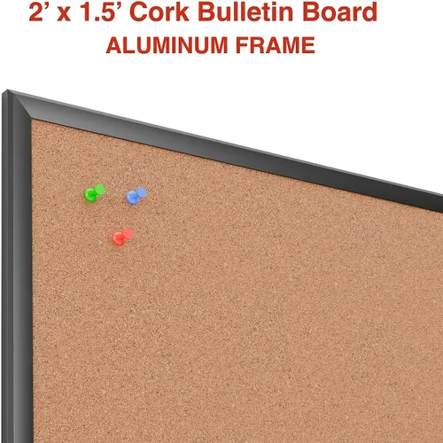 Miniatura 2 de Staples Tablón de anuncios de corcho con marco negro, 2 x 1.5 pies, compacto montado en la pared, tablón de anuncios para oficina en casa y aula