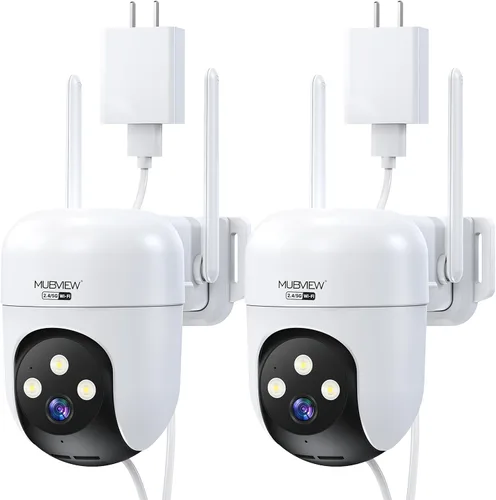 Miniatura 8 de MUBVIEW Cámaras de seguridad negras de 360° inalámbricas para exteriores, cámara exterior con cable 24/7 para seguridad del hogar, seguimiento