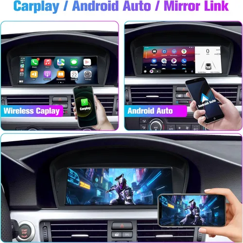 Miniatura 3 de Navegador GPS para coche Android 12.0 Auto estéreo para BMW 3 5 serie E90 E60 con sistema iDrive Retenido 8.9 pulgadas IPS pantalla táctil, CarPlay