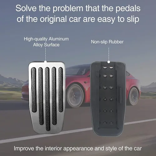 Miniatura 5 de Juego de pastillas de pedal para Tesla Modelo 3 Modelo Y, accesorios de aluminio de rendimiento antideslizante para el pedal de freno y acelerador