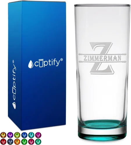 Miniatura 36 de Highball personalizado de 10.5 onzas con fondo negro, vaso Collins alto personalizado, cóctel de bebida mixta recta, inicial con nombre de regalo