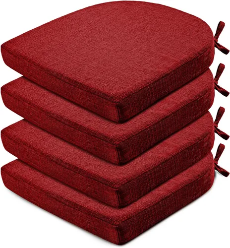 Miniatura 29 de Wellsin Cojines para sillas de comedor, 4 unidades, cojines para sillas de cocina con lazos y base antideslizante, almohadillas para sillas de Azul